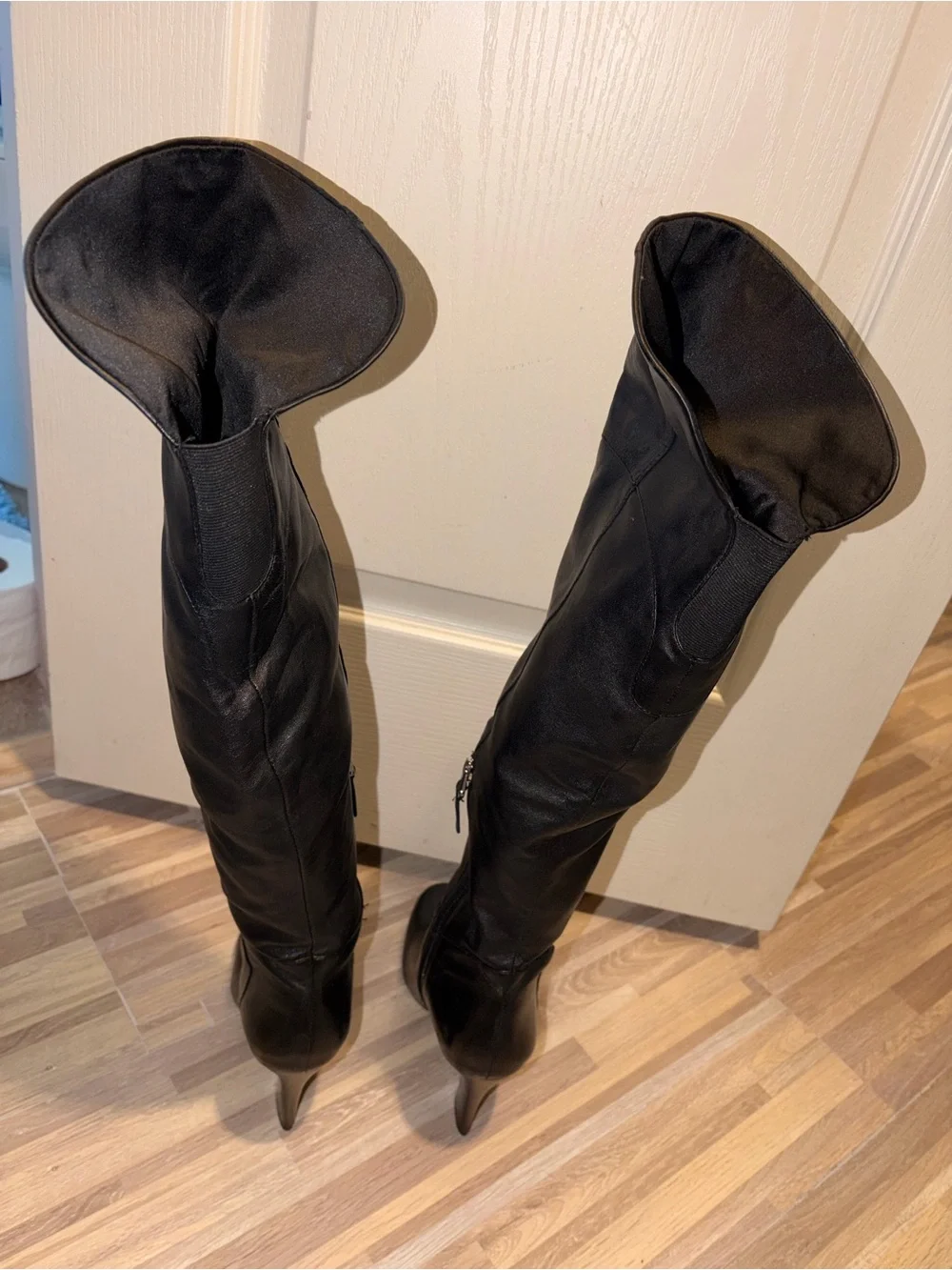 GUESS Black Over-the-Knee Fold-Over Boots with Side Zip